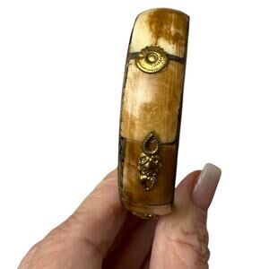 Vintage Bone with Brass Inlay Bangle Bracelet Made in India